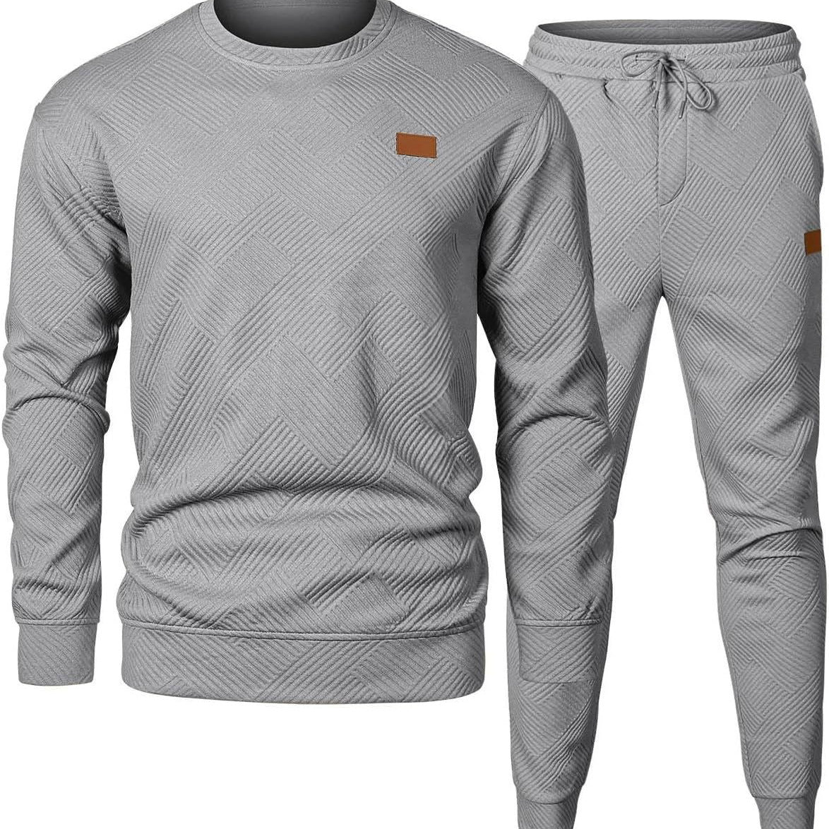 Round Neck Jacquard Sweater Set Men